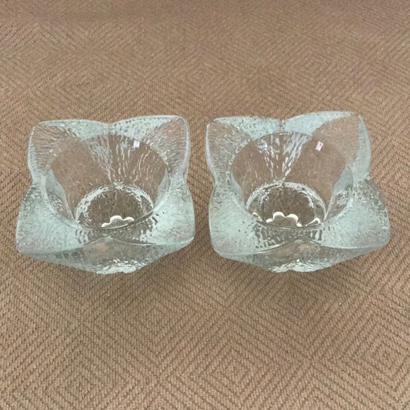 Vintage INDIANA GLASS Set of 2 Crystal Ice Candleholders - Picture 1 of 15
